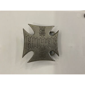 VINTAGE Classic West Coast Choppers Logo Maltese Iron Cross Belt Buckle